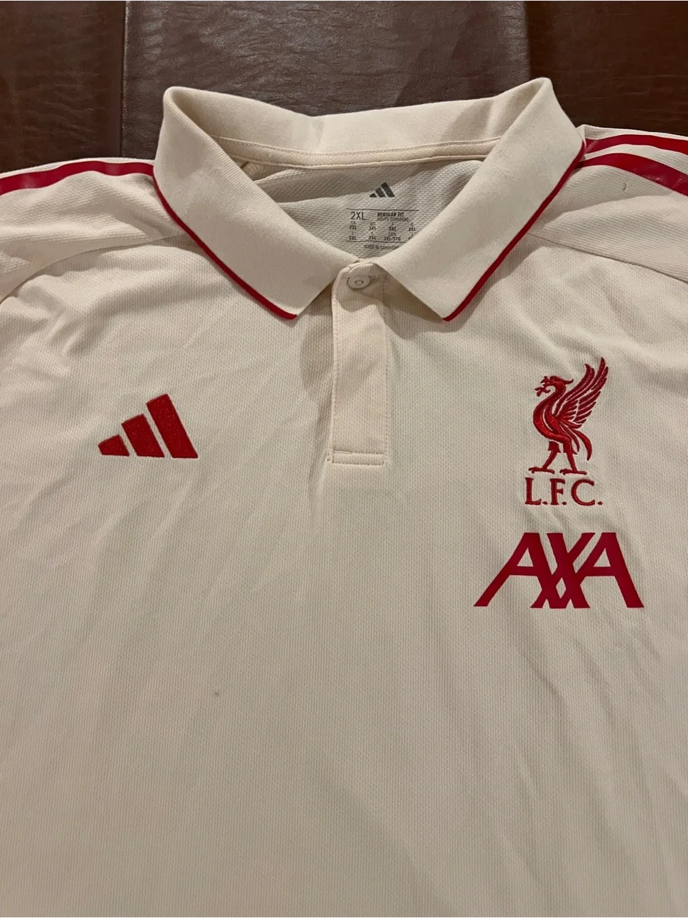 Adidas Liverpool FC Tiro 25 Competition Polo Shirt Cream JV6551 Mens Size 2XL